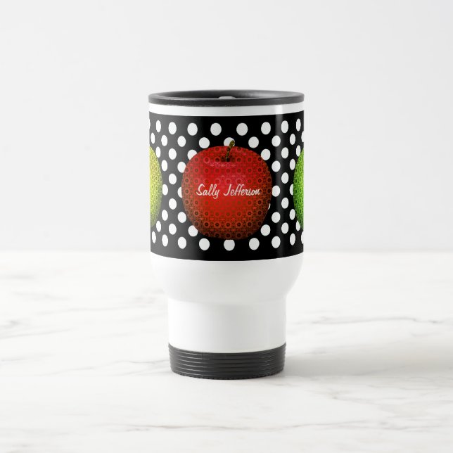 Apples & Polka Dots Teacher's Travel Mug (Center)