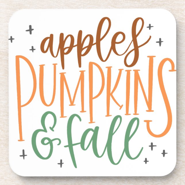 APPLES PUMPKINS and FALL Beverage Coaster (Front)