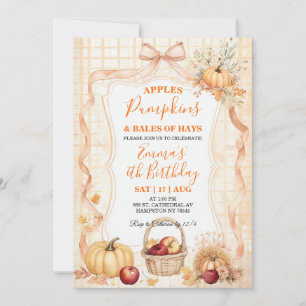 Apples Pumpkins & Bales of Hay Birthday Invitation