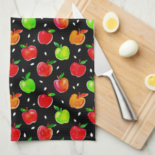 Apples Watercolor Pattern Kitchen Towel