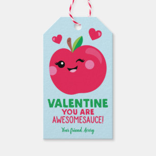 Applesauce Valentine's Day Gift Tags for Kids