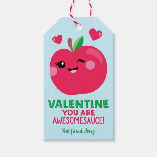 Applesauce Valentines Day Gift Tags for Kids