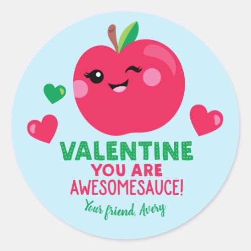 Applesauce Valentines Day Stickers for Kids