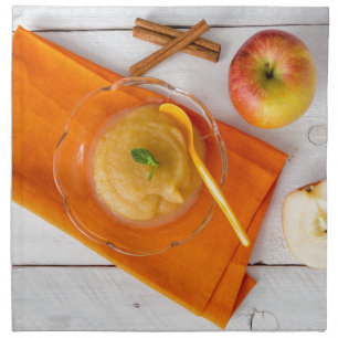 Applesauce with cinnamon and orange spoon cloth napkin