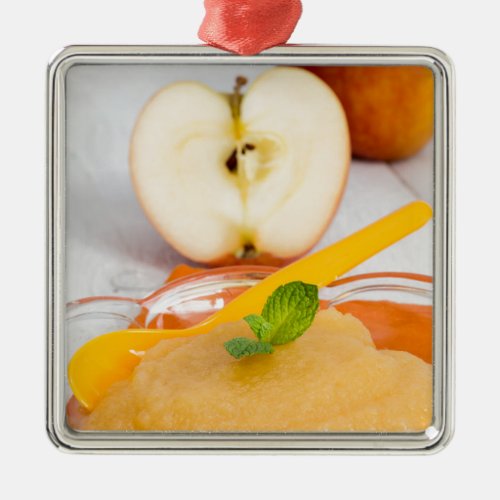 Applesauce with cinnamon and orange spoon metal ornament
