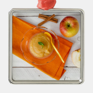 Applesauce with cinnamon and orange spoon metal ornament