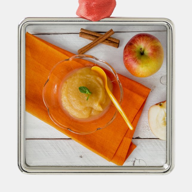 Applesauce with cinnamon and orange spoon metal ornament (Front)