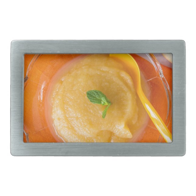 Applesauce with cinnamon and orange spoon rectangular belt buckle (Front)