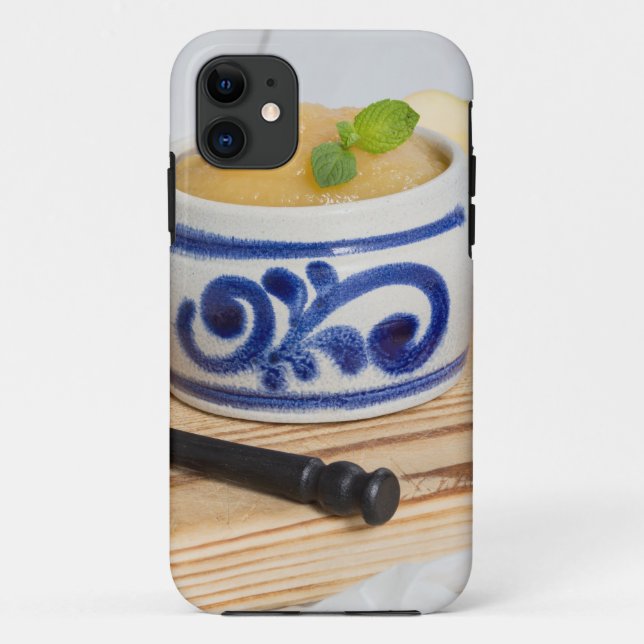 Applesauce with cinnamon in stoneware bowl Case-Mate iPhone case (Back)