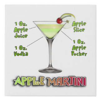 Appletini aka Apple Martini Cocktail Faux Canvas