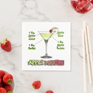 Appletini aka Apple Martini Cocktail Recipe Art Napkins