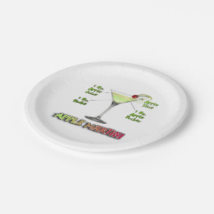 Appletini aka Apple Martini Cocktail Recipe Art Paper Plates