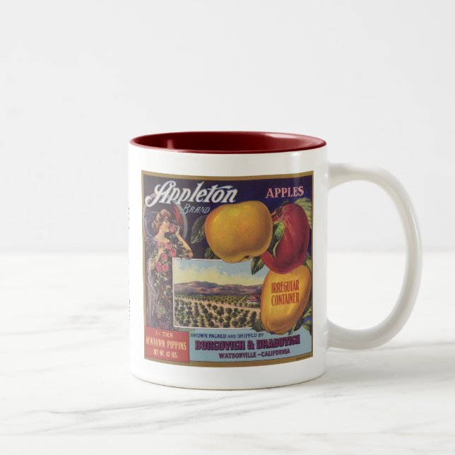 Appleton Apples Fruit Label Two-Tone Coffee Mug (Right)