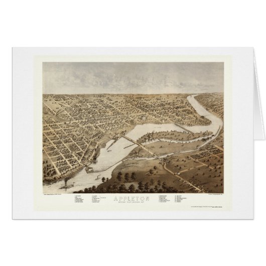 Appleton, WI Panoramic Map - 1867 Cards (Front Horizontal)