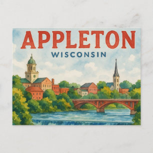 Appleton WI watercolor postcard