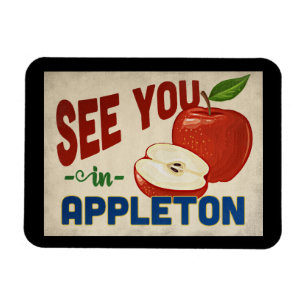 Appleton Wisconsin Apple - Vintage Travel Magnet