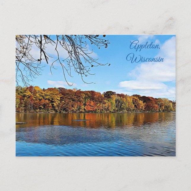 Appleton, Wisconsin Fall Leaves Photo Postcard (Front)