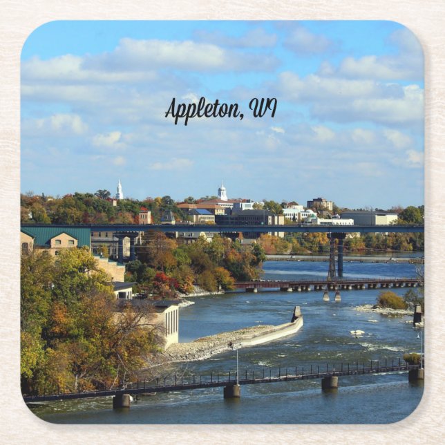 Appleton, Wisconsin landscape photograph Square Paper Coaster (Front)