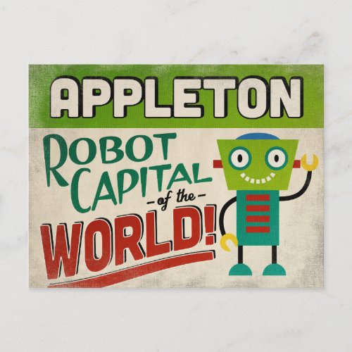 Appleton Wisconsin Robot Capital _ Funny Vintage Postcard
