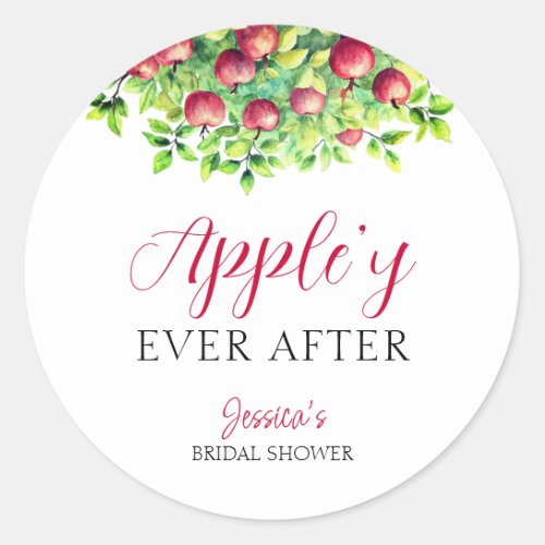 Appley Ever After Apple Fall Bridal Shower  Classic Round Sticker