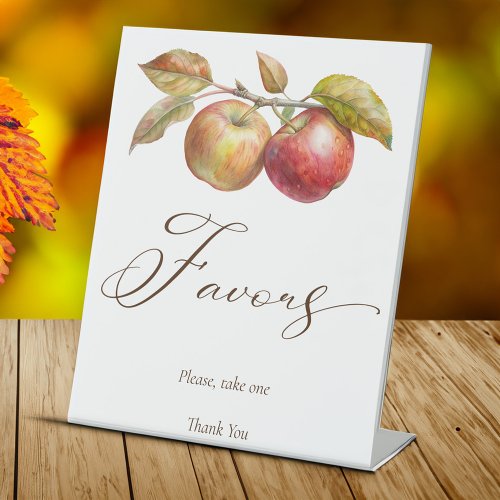 Appley ever after apple fall bridal shower favors pedestal sign