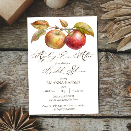 Appley ever after apple fall bridal shower invitation