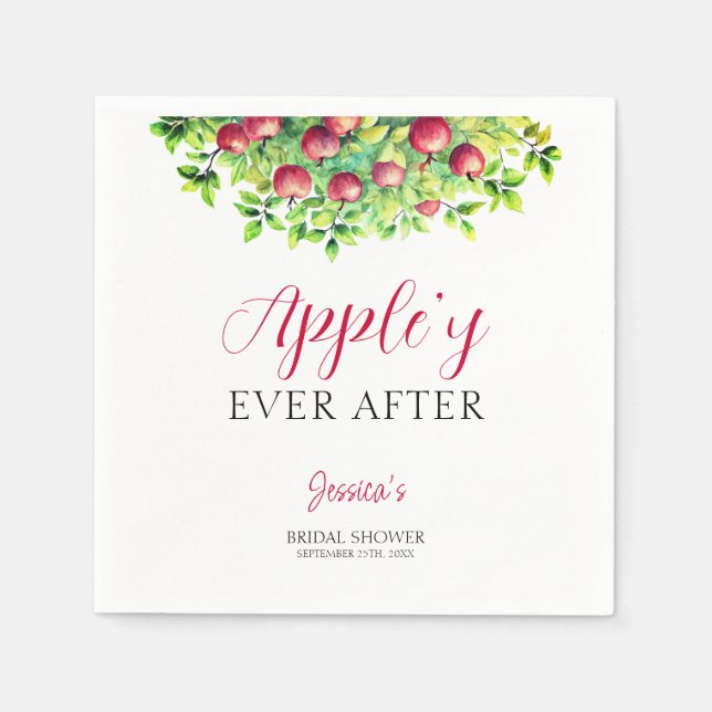 Appley Ever After Apple Fall Bridal Shower  Napkins (Front)