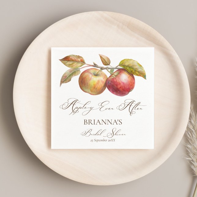 Appley ever after apple fall bridal shower napkins (Appley ever after apple fall bridal shower personalized monogrammed printed napkins table decor)