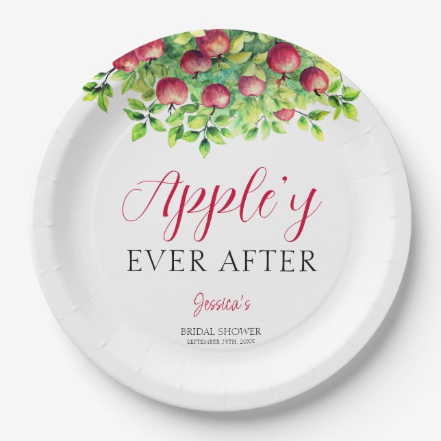 Appley Ever After Apple Fall Bridal Shower  Paper Plates (Front)