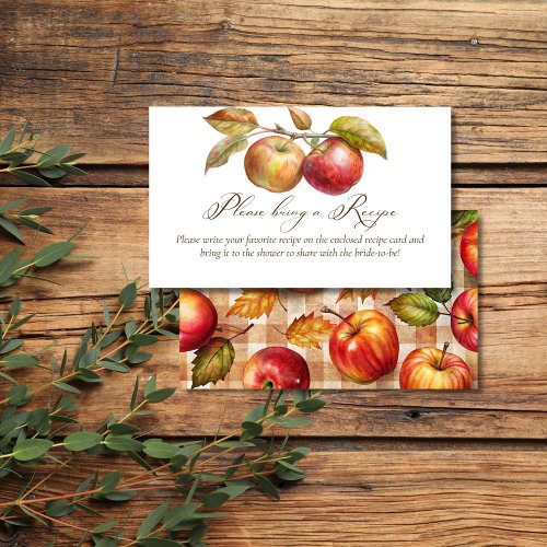 Appley ever after apple fall bridal shower recipe enclosure card