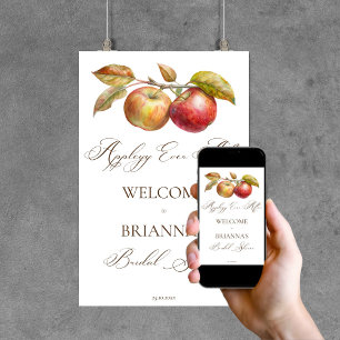 Appley ever after apple fall bridal shower welcome poster