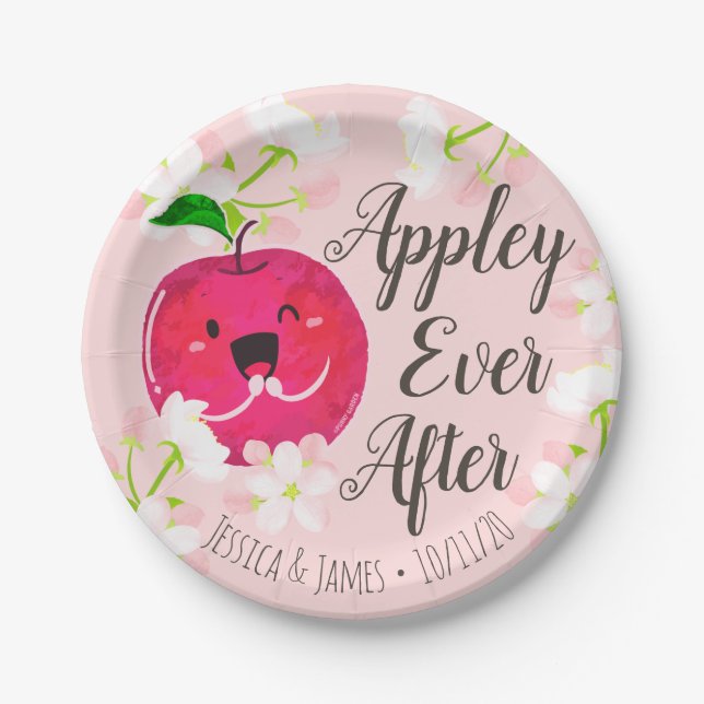 Appley Ever After - Apple Pun Paper Plates (Front)