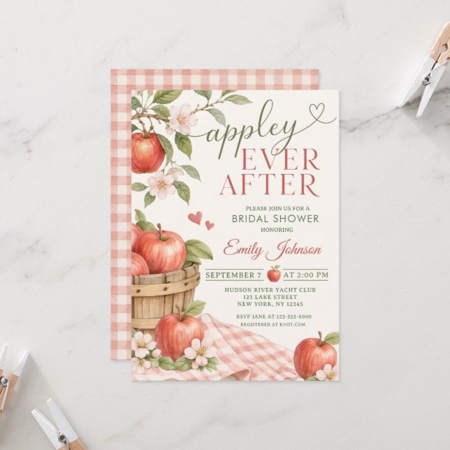 Appley EVER AFTER Bridal Shower Invitation (Front/Back In Situ)