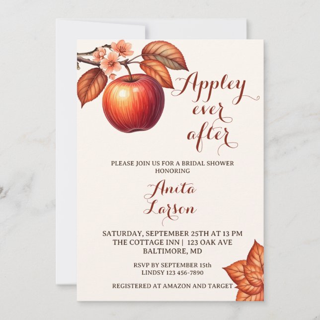 Appley Ever After Fall Bridal Shower Invitation (Front)
