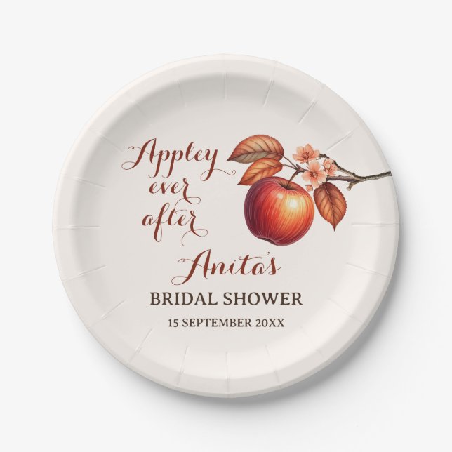 Appley Ever After Fall Bridal Shower Paper Plates (Front)
