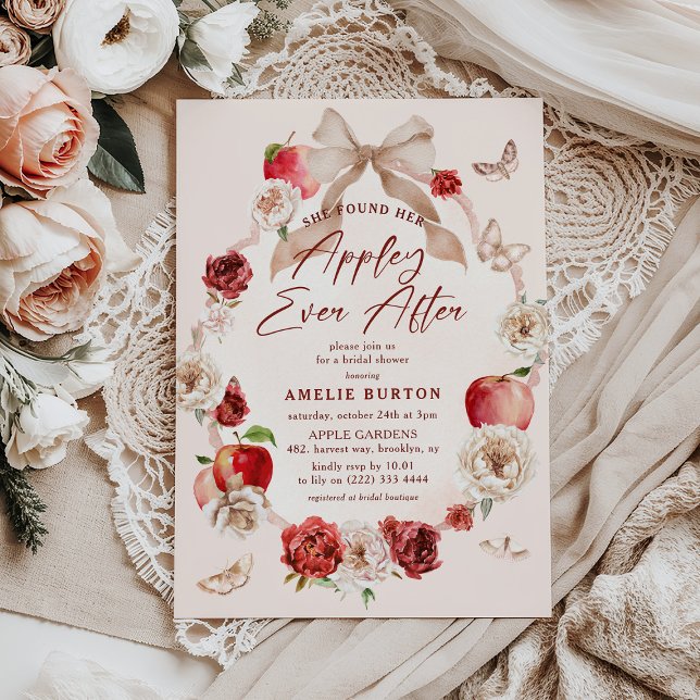 Appley Ever After Floral Bridal Shower Invitation (Creator Uploaded)