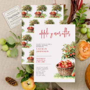 Appley Ever After Rustic Calligraphy Bridal Shower Invitation