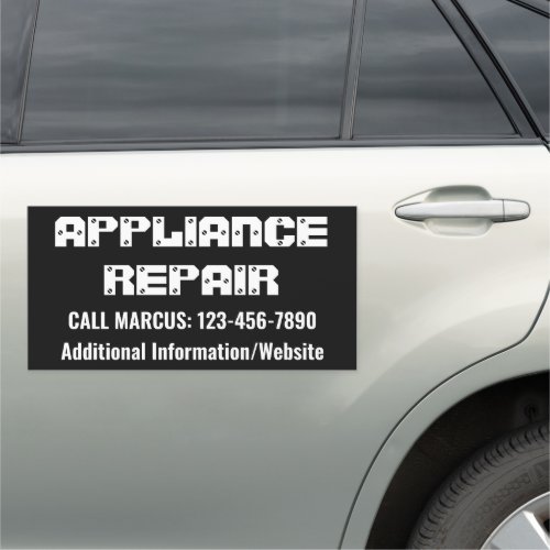 Appliance Repair Advertisement Black and White Car Magnet