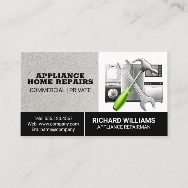 Appliance Repair Fixing Services Business Card (Front)