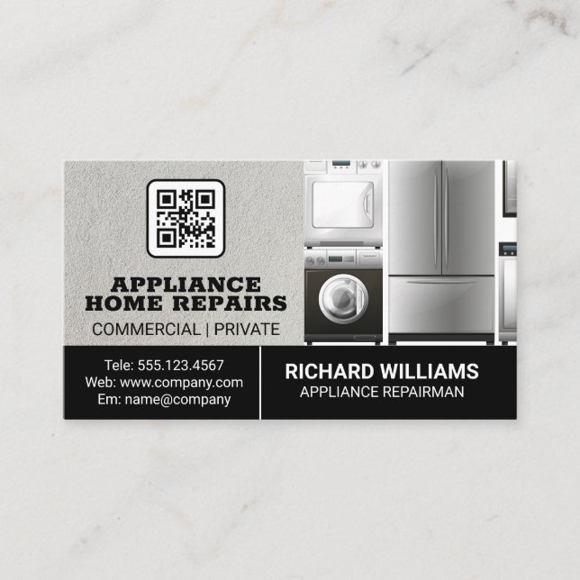 Appliance Repair Home Services | QR Code Business Card (Front)