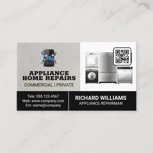 Appliance Repair Home Services  Qr Code Business Card