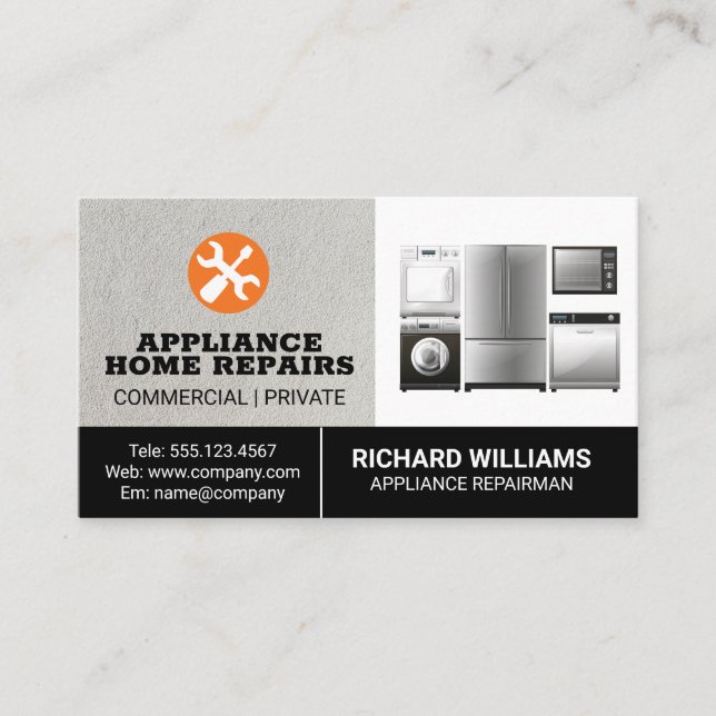 Appliance Repair Home Services | Tools Business Card (Front)