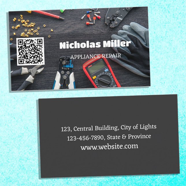 Appliance Repair QR Code Business Card (Appliance Repair Cards)