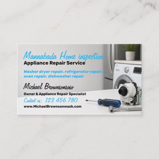 Appliance Repair Service Business Card (Front)