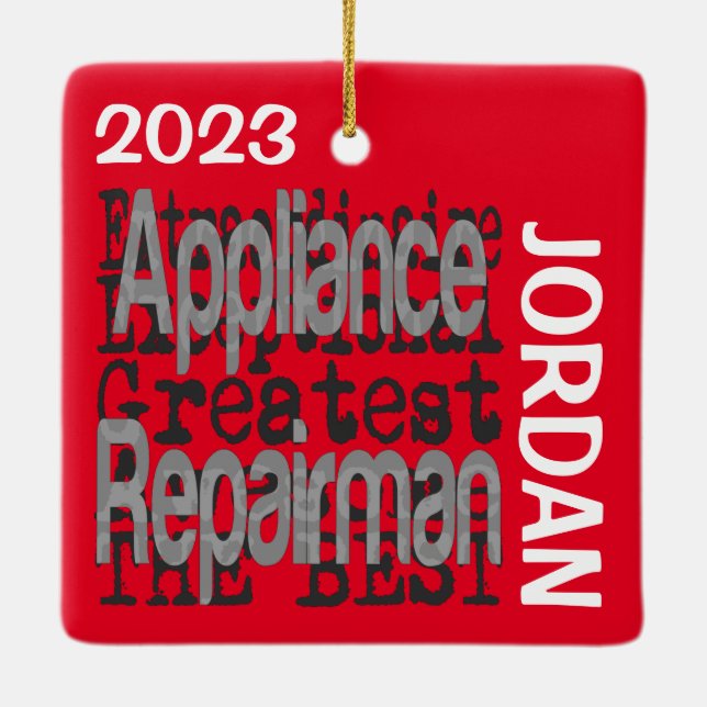 Appliance Repairman Extraordinaire CUSTOM Ceramic Ornament (Back)