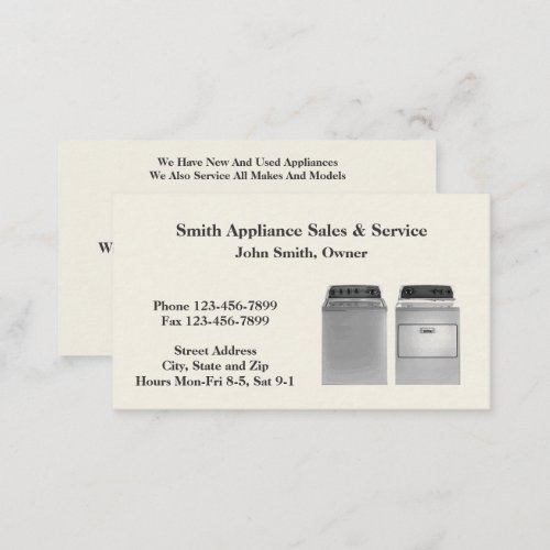 Appliance Sales and Repair Service Business Card