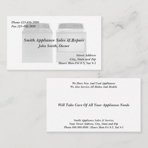 Appliance Sales and Repair Service Business Card
