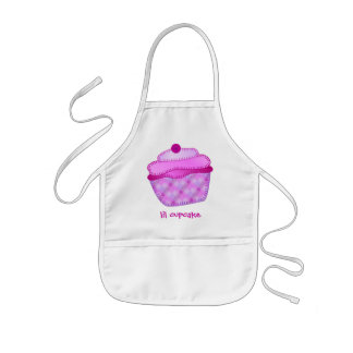 Applique Cupcake Kids Apron - Mauve and Pink