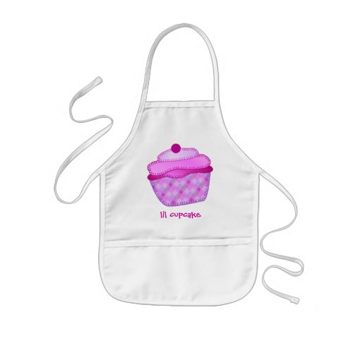 Applique Cupcake Kids Apron _ Mauve and Pink