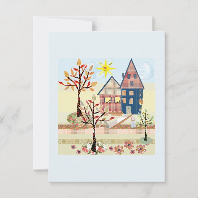Applique, houses, village invitation (Front)